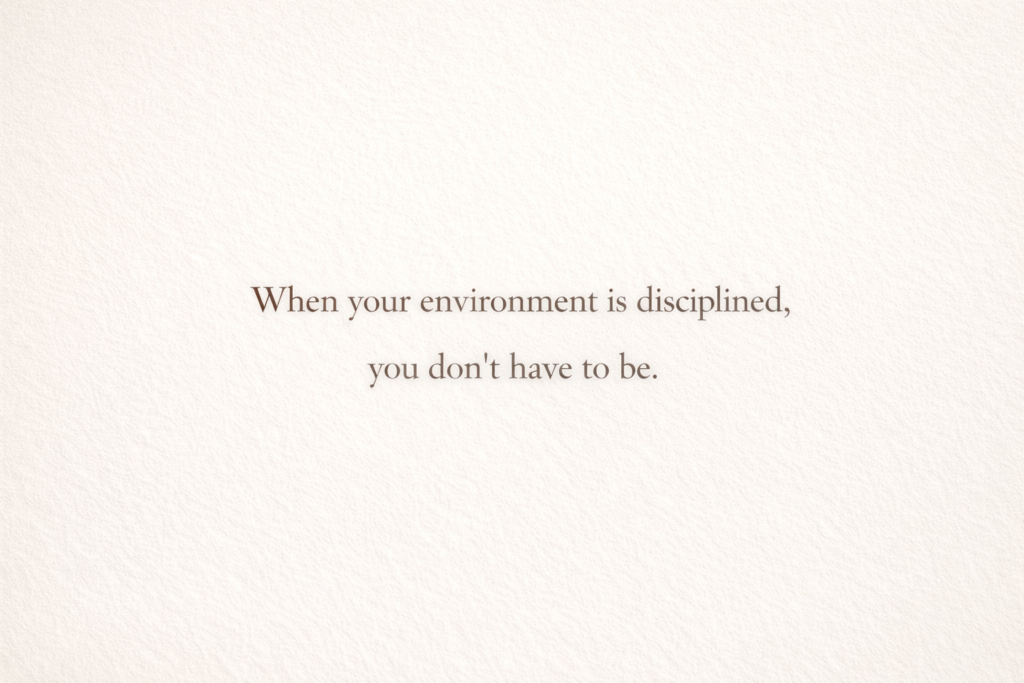 When your environment is disciplined, you don’t have to be.